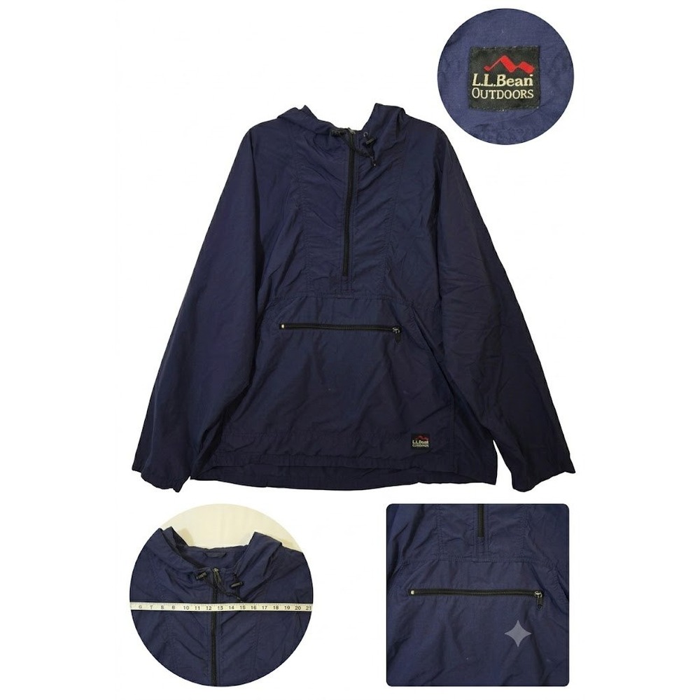 Vintage LL Bean Anorak Jacket Mens XL Navy Blue Nylon Windbreaker Pullover 90s